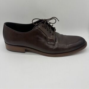 Bruno Magli Men’s Lace Up Oxford Derby Shoe Brown Leather Sz 10.5 Made In Italy